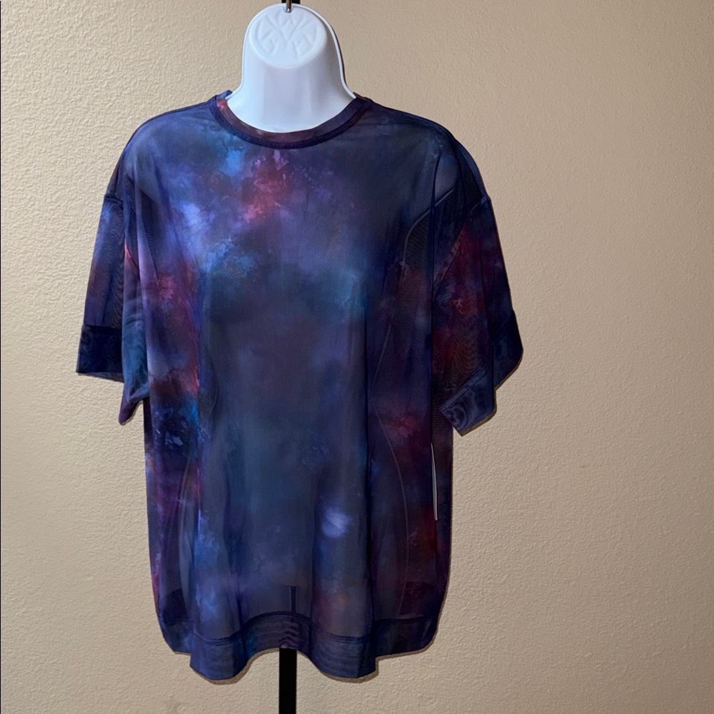 NWT Athleta Mesh Oversized Tie-Dye Print Short Sleeve Tee Multi Women’s Size XS